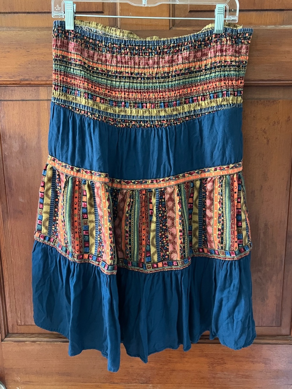 Vintage Y2K Boho Strapless Dress Festival Bandeau Sundress Southwestern Mini M